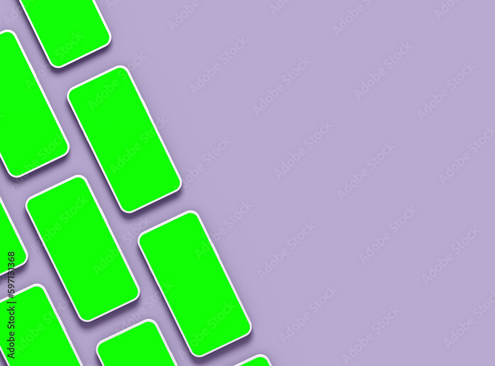 Mockup of a set of unbranded smartphones with Customizable Design for UI/UX Product Showcase. 3D Render Mockup of a set of unbranded smartphones with Customizable Design for UI/UX Product Showcase. 3D Render