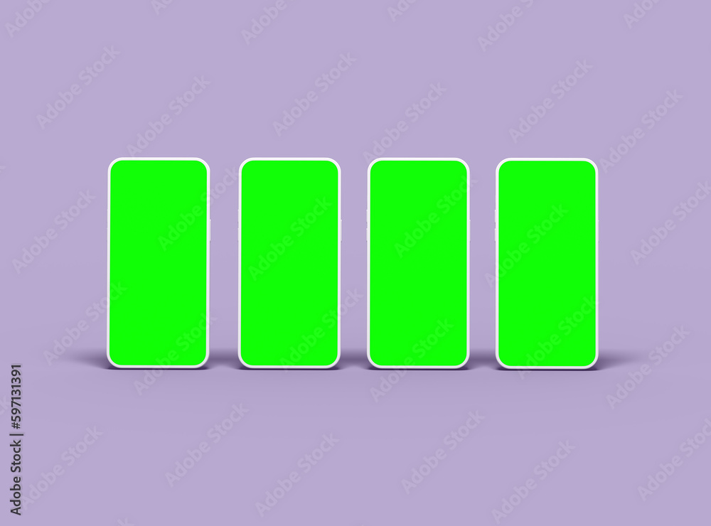 Mockup of a set of unbranded smartphones with Customizable Design for UI/UX Product Showcase. 3D Render Mockup of a set of unbranded smartphones with Customizable Design for UI/UX Product Showcase. 3D Render