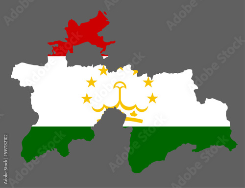 Tajikistan map with flag asian cartography