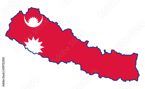 Nepal map with flag asian cartography