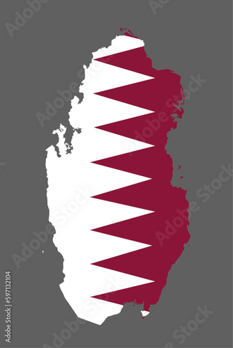 Qatar map with flag asian cartography