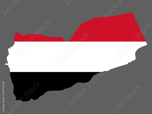 Yemen map with flag asian cartography