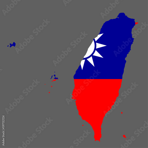 Taiwan map with flag asian cartography