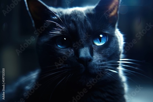 minimalist auroracore oil painting blue Cat character illustration generative ai photo