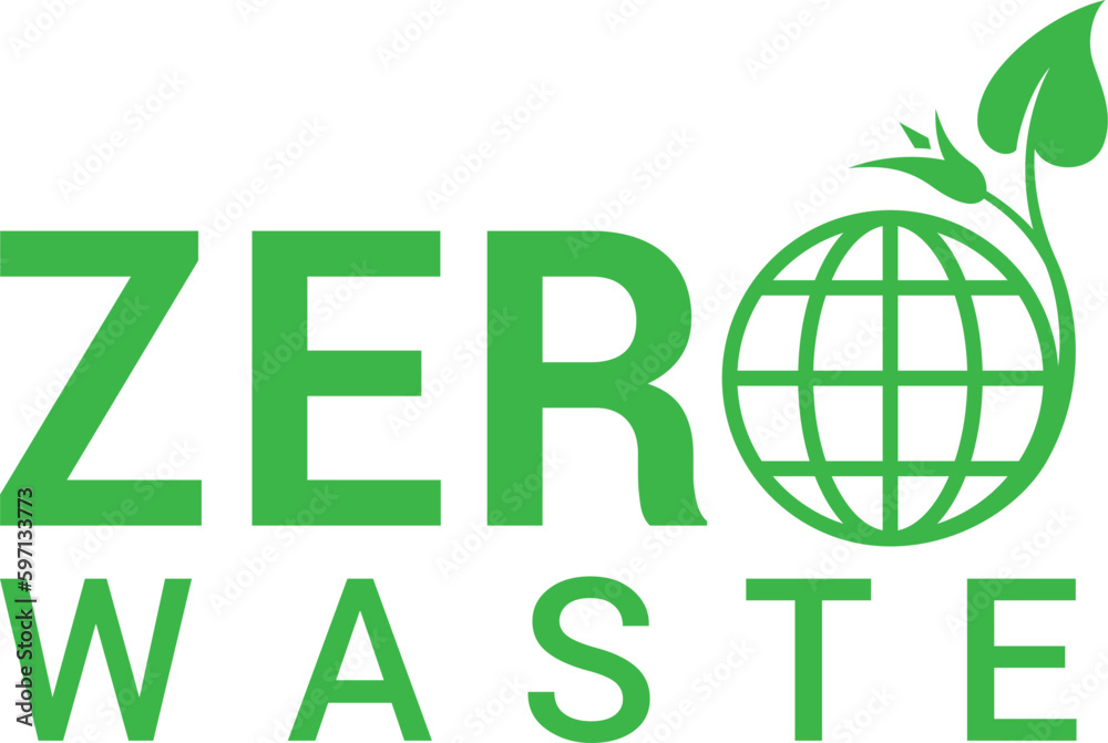 Zero waste sign green planet ecology safety environment conservation poster vector flat