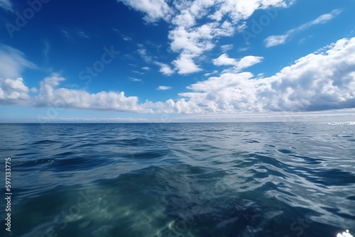 Vue sur une mer bleue » IA générative