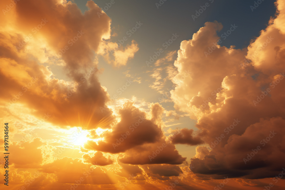 Vue du ciel nuageux au lever du soleil » IA générative Vue du ciel nuageux au lever du soleil » IA générative