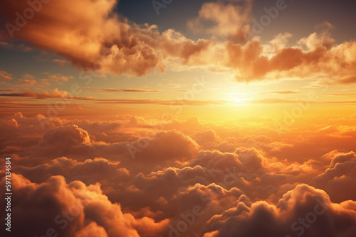 Vue du ciel nuageux au coucher du soleil » IA générative © Maelgoa