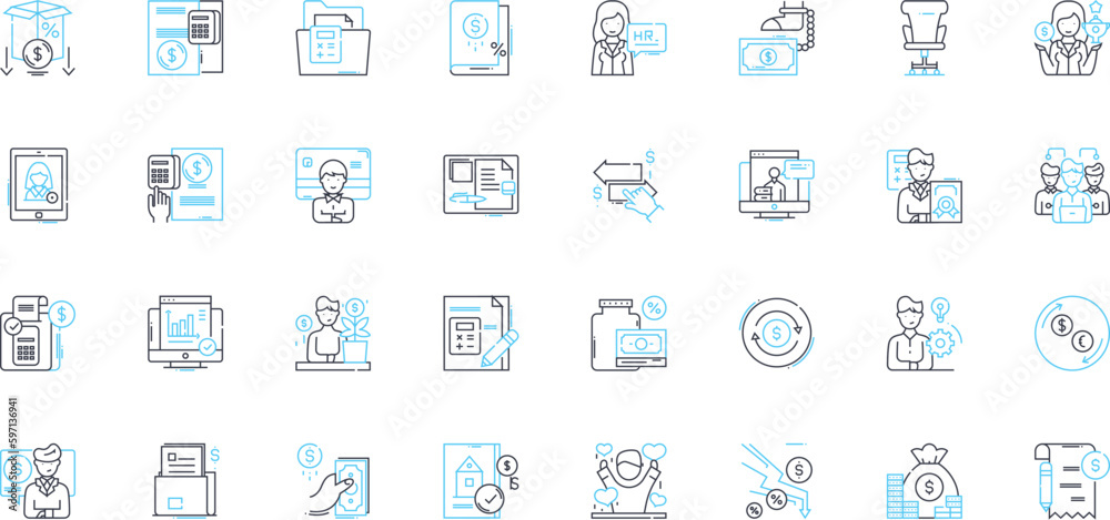 Peer-to-peer commerce linear icons set. decentralization, collaboration, sharing, trust, community, nerk, bartering line vector and concept signs. economy,direct,non-hierarchical outline illustrations