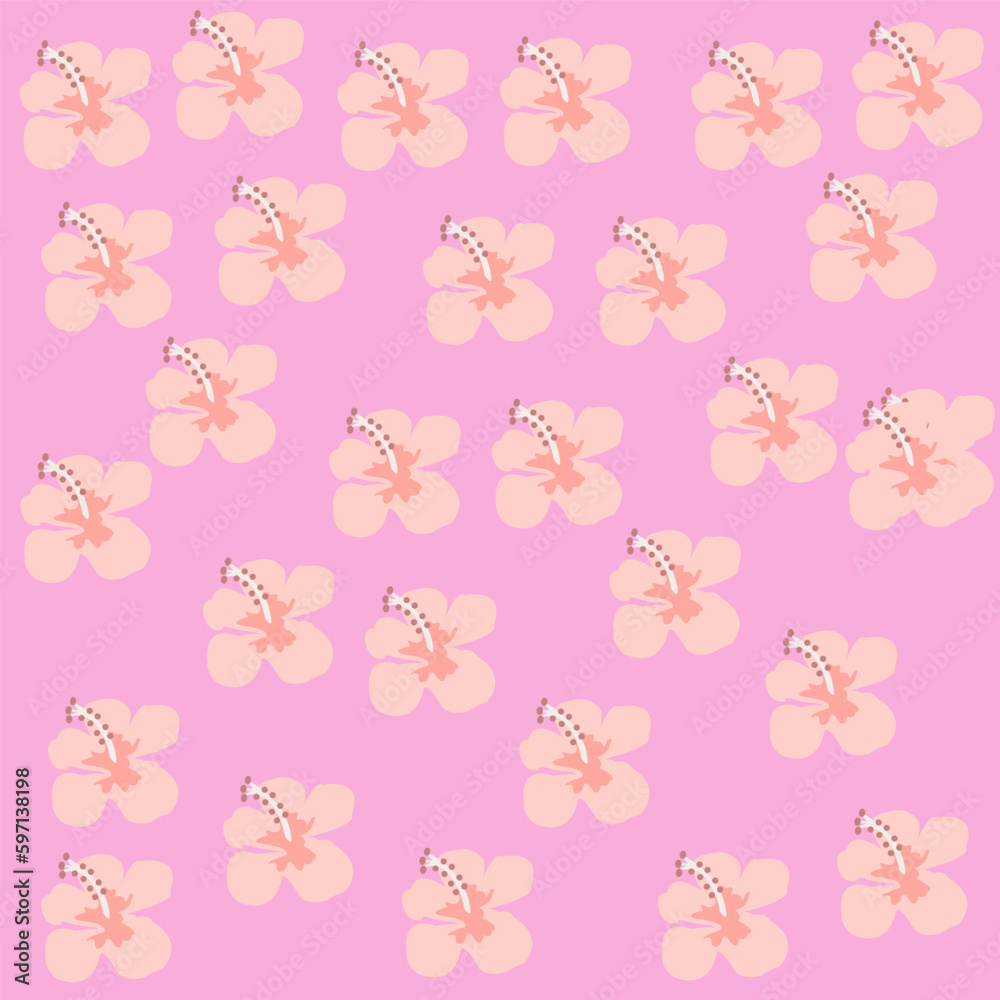 Beautiful pink hibiscus flower background pattern