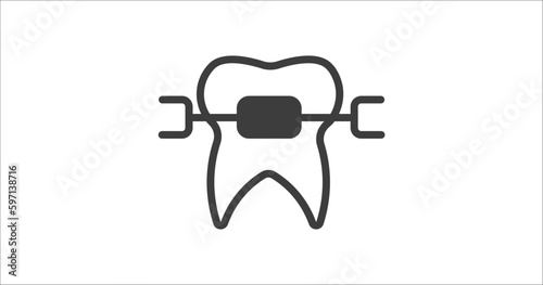 brackets icon. Filled brackets icon from dental health collection. Glyph vector. Editable brackets symbol can be used web and mobile