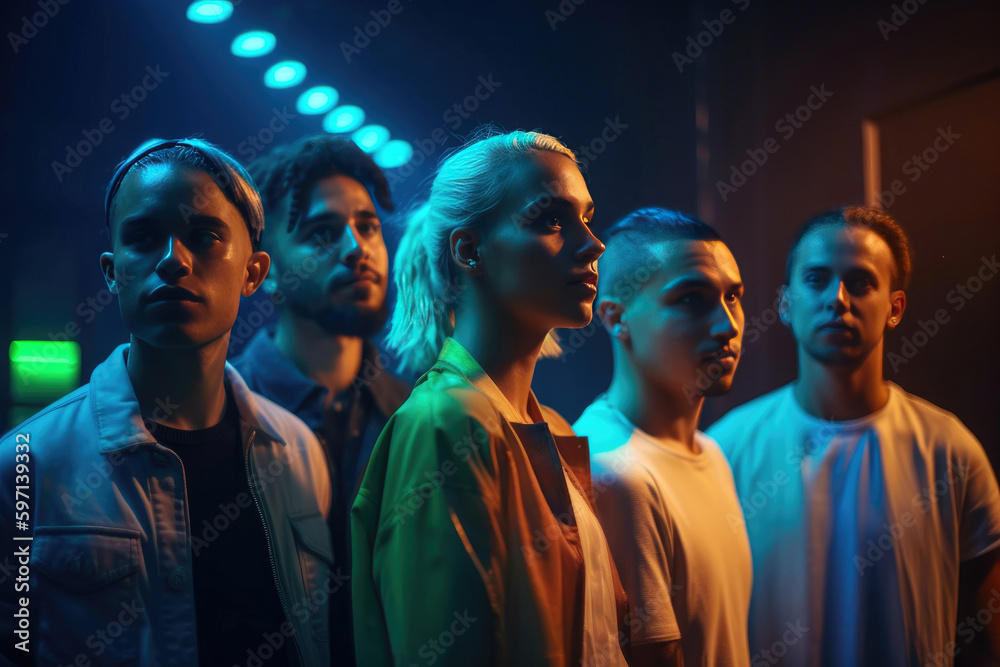Cheerful joyful people. Generative AI Cheerful joyful people. Generative AI