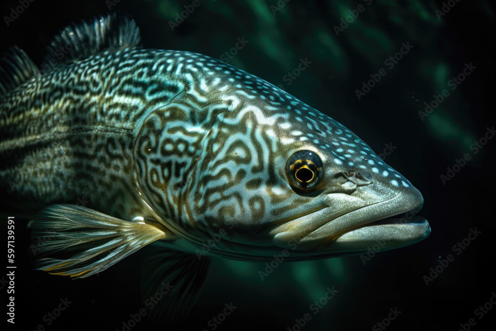 Fish, underwater, natural lights. Generative AI Fish, underwater, natural lights. Generative AI