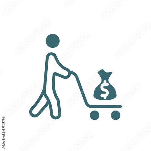 man carrying money icon. Filled man carrying money icon from business and finance collection. Glyph vector isolated on white background. Editable man carrying money symbol can be used web and mobile