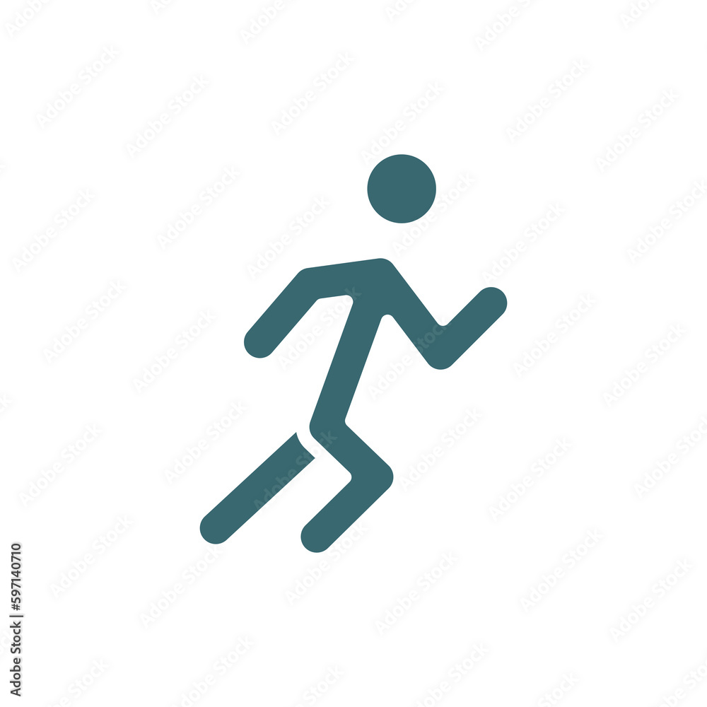 stick man running icon. Filled stick man running icon from behavior and action collection. Glyph vector isolated on white background. Editable stick man running symbol can be used web and mobile