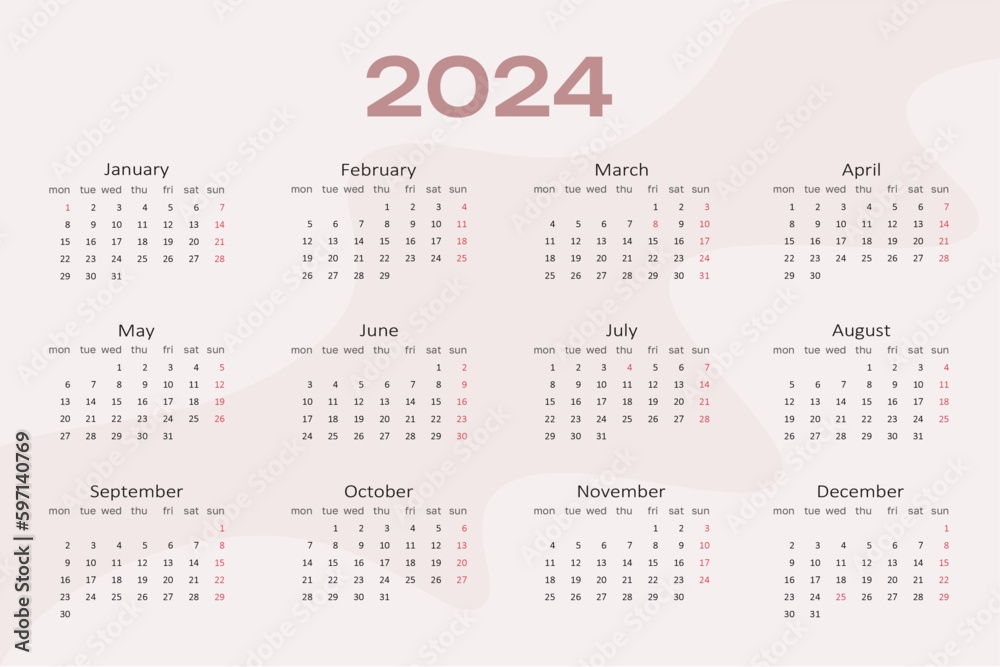 2023 Calendar Planner Template Vector Layout Of A Wall Or Desk Simple