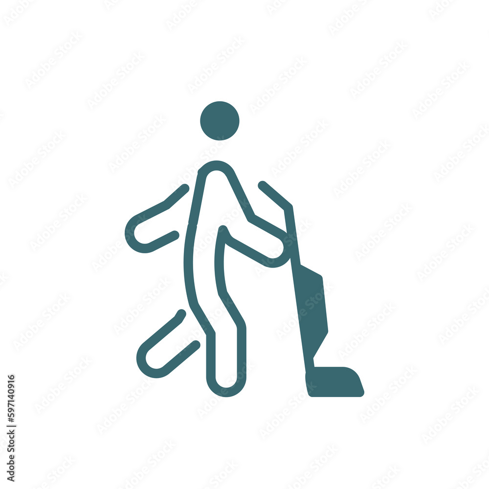 man vacuum icon. Filled man vacuum icon from behavior and action collection. Glyph vector isolated on white background. Editable man vacuum symbol can be used web and mobile