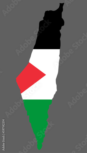 Palestine map with flag asian cartography