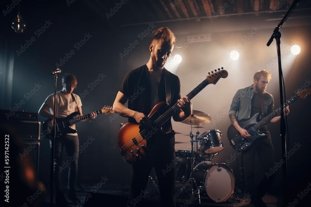 Fototapeta premium Band performs on stage. Generative AI