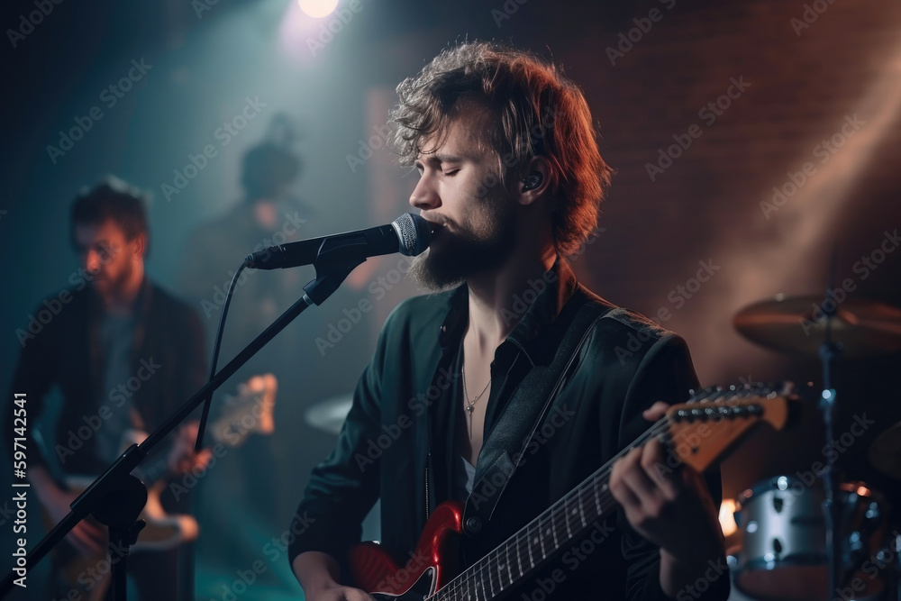 Obraz premium Rock band performing. Generative AI