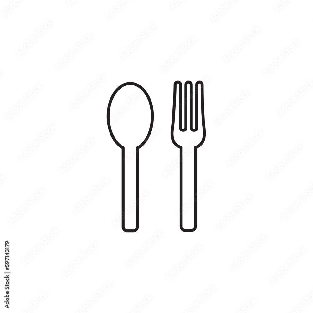 Fork and spoon line icon, logo vector Fork and spoon line icon, logo vector