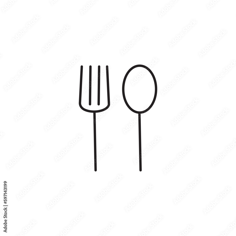 Fork and spoon line icon, logo vector Fork and spoon line icon, logo vector