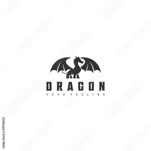 dragon logo open wings design inspiration on white background