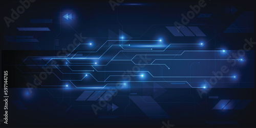 Vector illustrations of futuristic screen display for horizontal layout showcase with digital element grid line circuit decor.Future digital innonvation and technolog concepts.