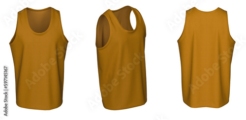 Tank Top - Orange, template, from three sides, isolated on white background photo