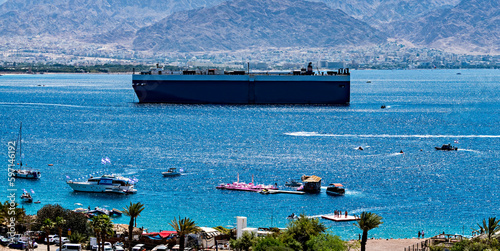 Independence day and water sport events near a beach of the Red Sea in Eilat ...