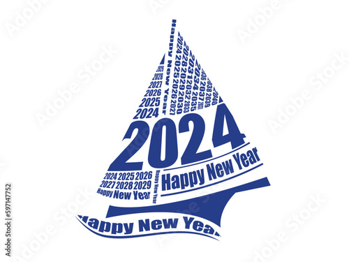 2024 boat logo vector design template on white background.