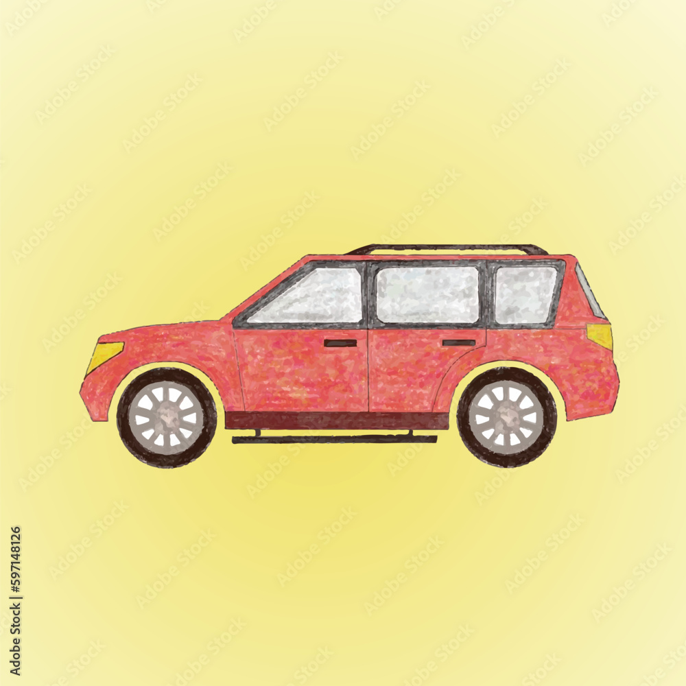 Car on yellow background. vector illustration.