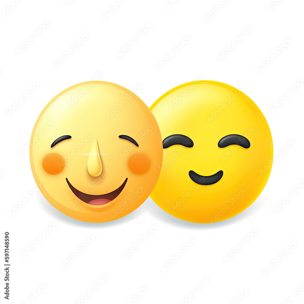 Fototapeta premium Sun and moon emoji set, white background