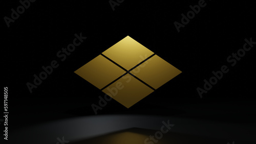 KAMON,Japanese family crests.Golden symbol on a black background.