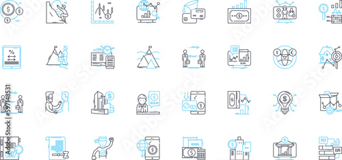 Wealth venture linear icons set. Prosperity, Investment, Abundance, Capital, Fortune, Growth, Affluence line vector and concept signs. Success,Opportunity,Finance outline illustrations