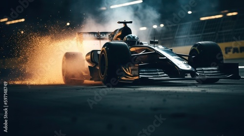 Formula 1 racing, sparks, generative ai © AI BLONDY
