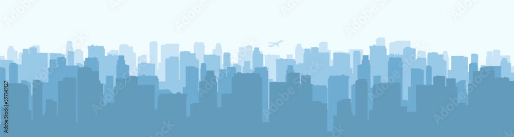 Big city skyline blue banner