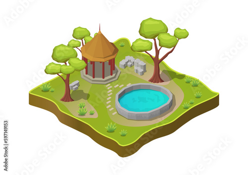 isometric beautiful park
