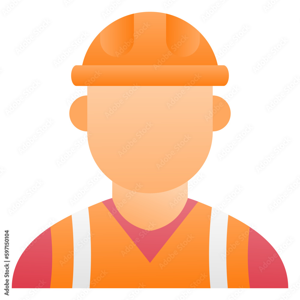 worker icon, simple flat gradient icon
