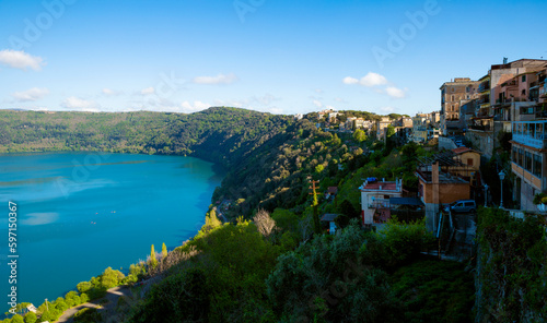 View on lake in Castel Gandolfo, Rome, Italy