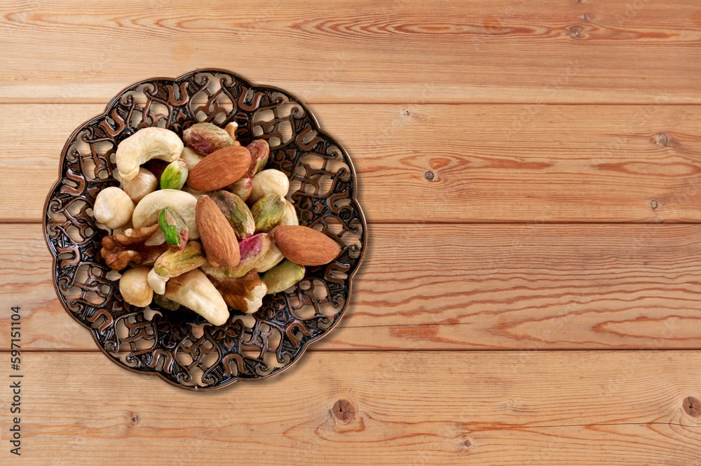 Fototapeta premium Tasty healthy nuts and seeds in bowl