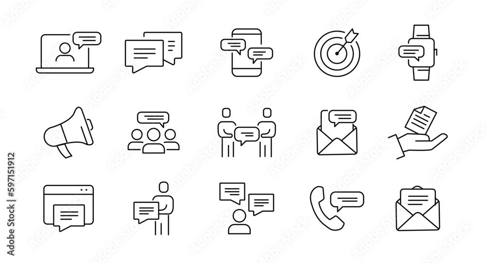 Communication line icons Communication line icons