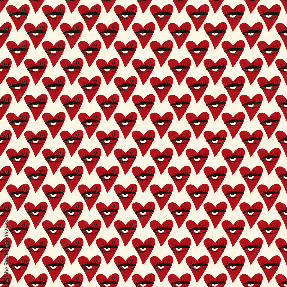 Valentines Day pattern with ugly devil hearts Valentines Day pattern with ugly devil hearts