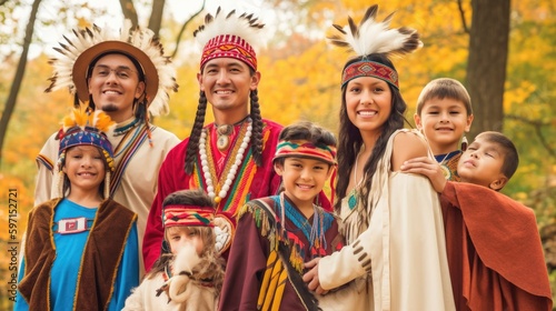 A family enjoys American Indian Citizenship Day. Generative AI