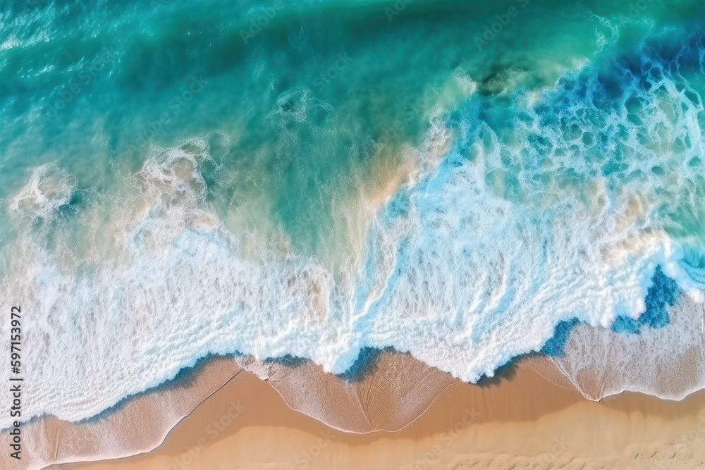 Ocean waves on the beach, created with Generative AI technology Ocean waves on the beach, created with Generative AI technology