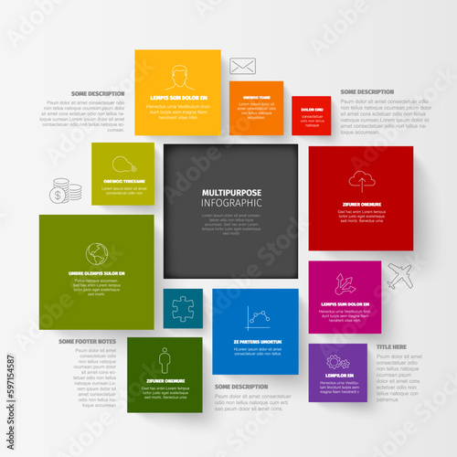Vector Minimalist colorful Infographic template amde from squares