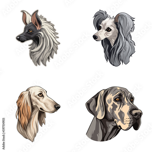 Dogs3 Flat Icon Set Isolated On White Background