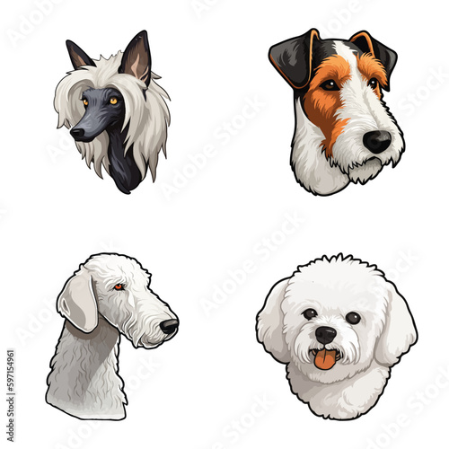 Dogs3 Flat Icon Set Isolated On White Background