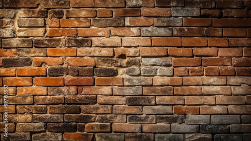 Old brick wall, old texture of red stone blocks. Generative Ai