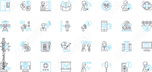 Wise individuals linear icons set. Sage, Learned, Intelligent, Insightful, Philosopher, Perceptive, Judicious line vector and concept signs. Discerning,Enlightened,Wiseacre outline illustrations photo